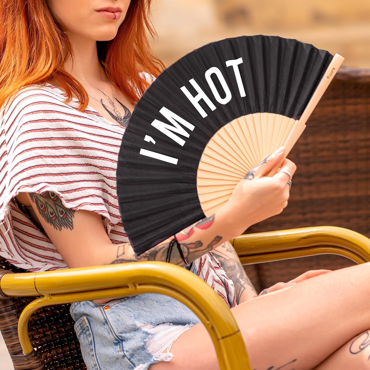 Fisura 'I'm Hot' Hand Fan With Gift Box Black & White