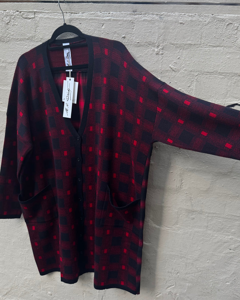 M. A. Dainty Dipper Cardigan Rodeo Check
