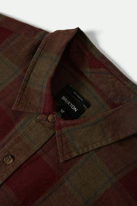 Brixton Cru Linen Blend S/S Woven Shirt Olive Surplus/Port
