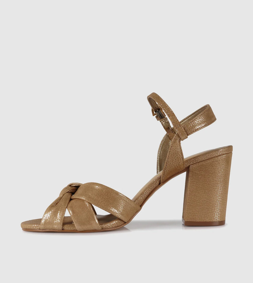 Sempre Di 9602003 Chambers Block Heel Gold Metallic Leather
