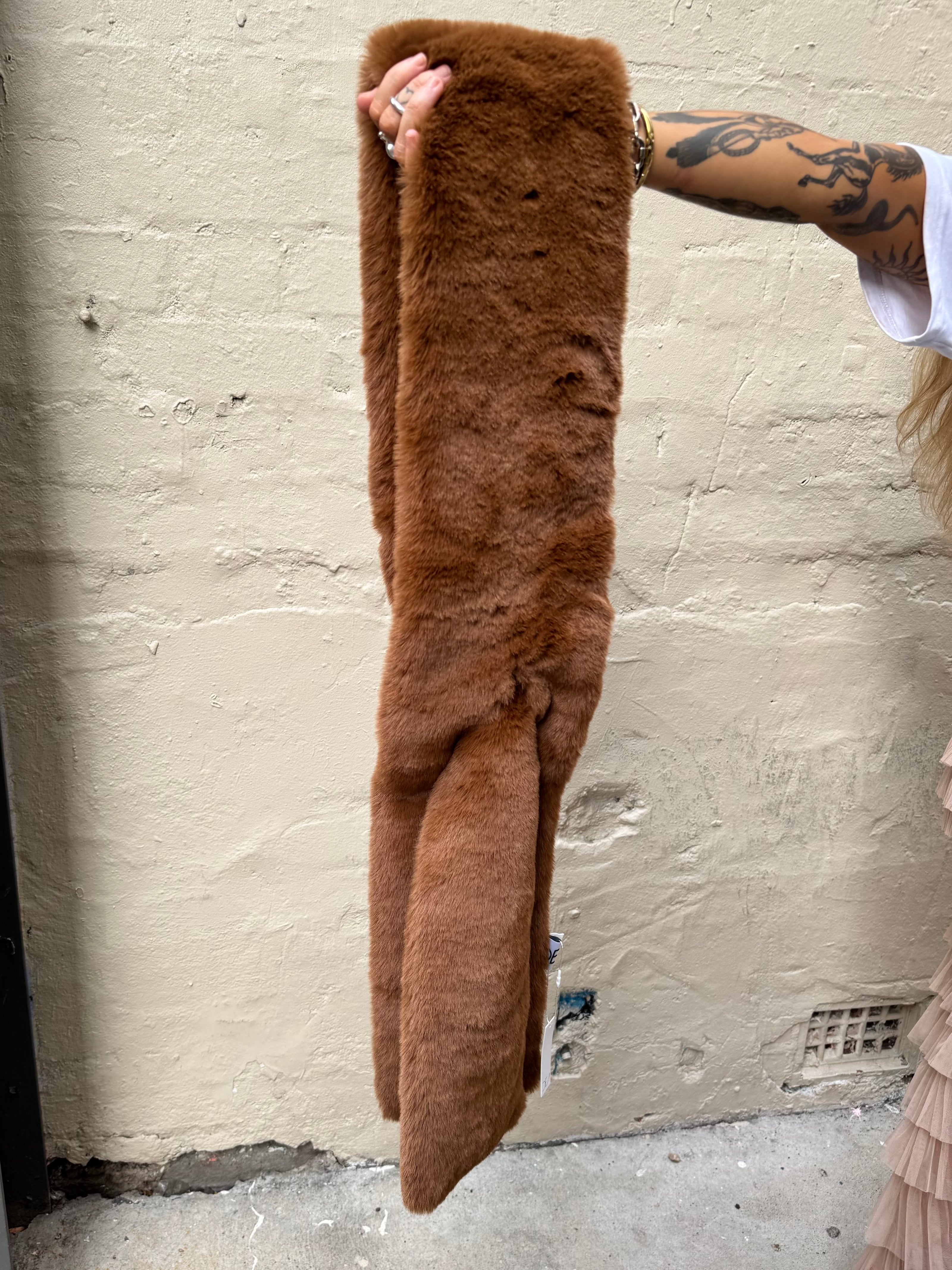 DEA The Label Faux Fur Scarf Tan