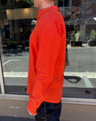 Milkman Linen Mandarin Collar Shirt Orange