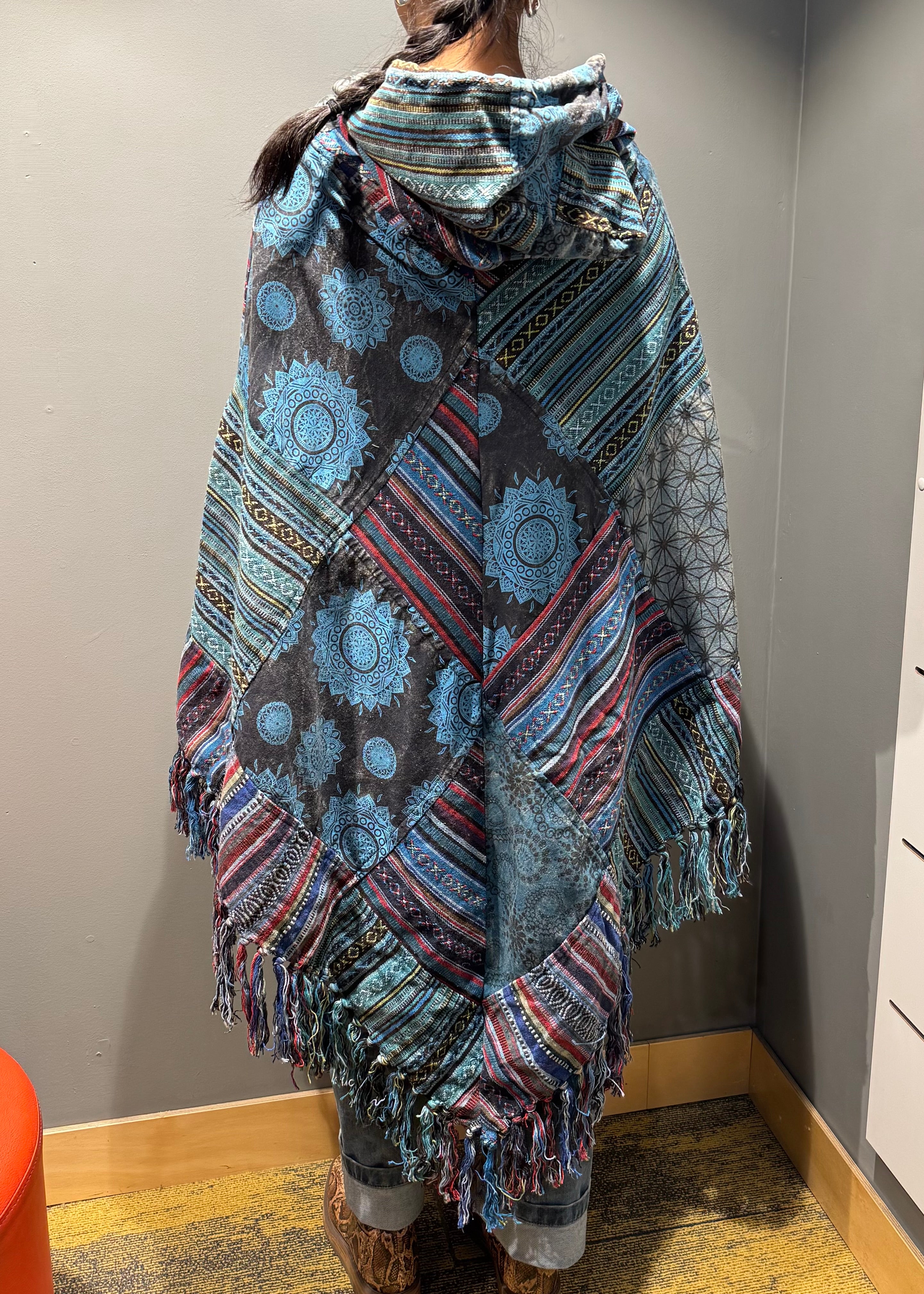 Tibet House A198 Patchwork Poncho Turquoise