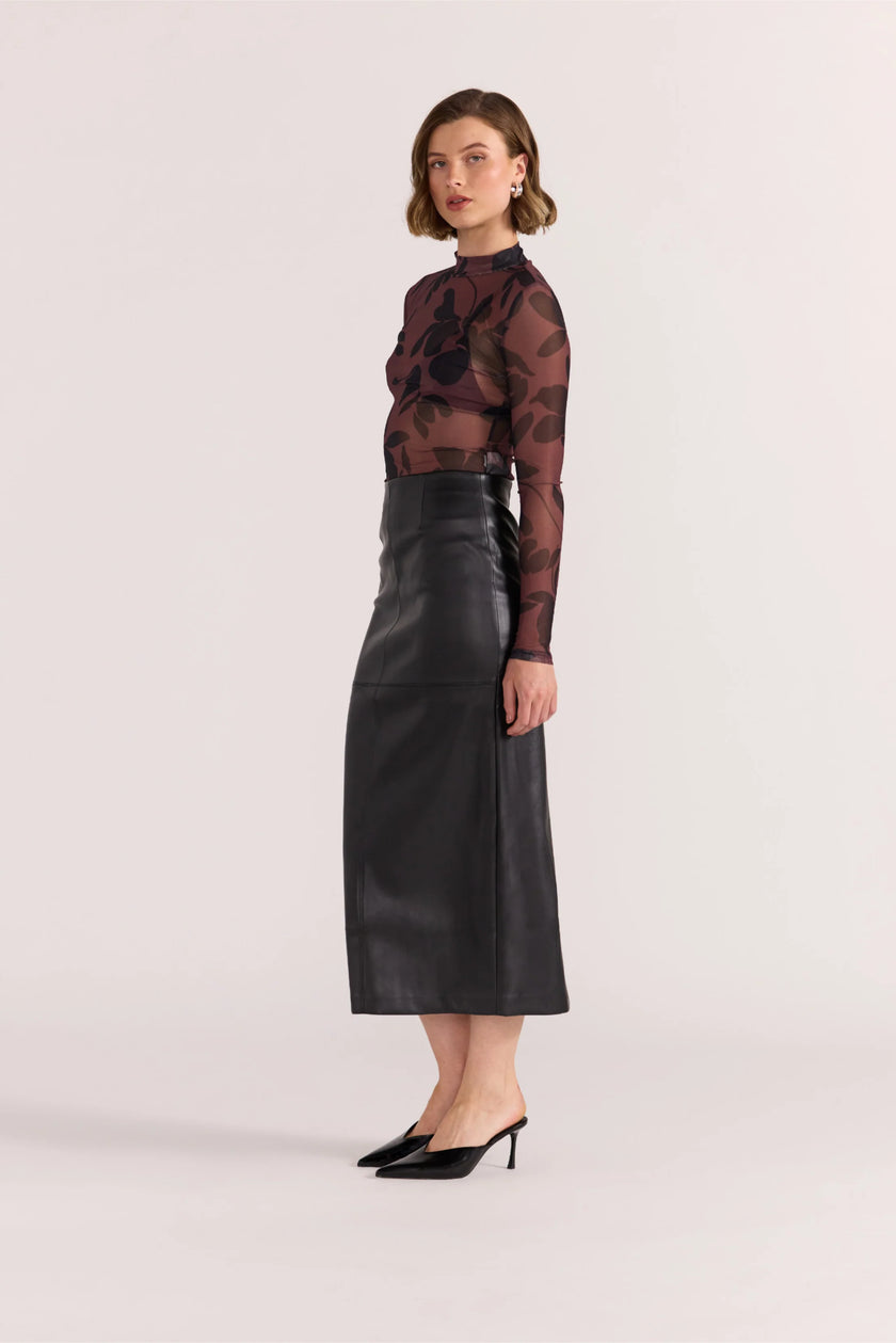 Staple The Label Edie PU Midi Skirt Black