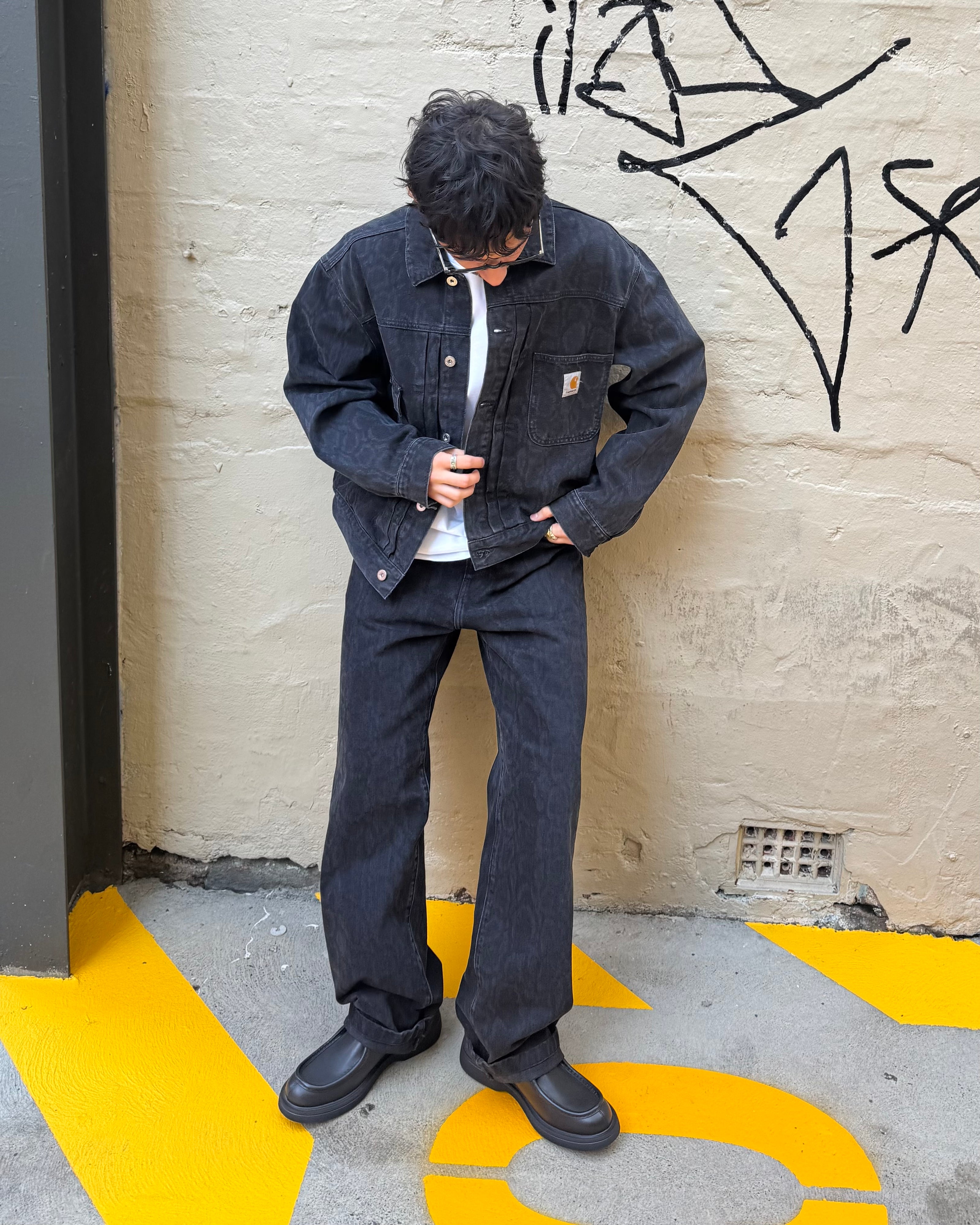 Carhartt WIP Snake Landon Pant Camo, Black stone wash