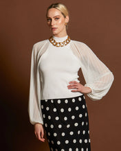 Load image into Gallery viewer, Fate + Becker Snowflake Sheer Sleeve Knit Top White
