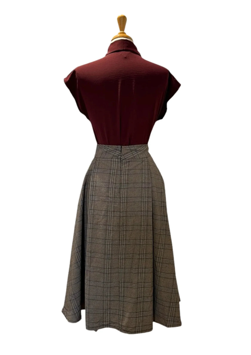 Elise Design Anna Rose Gingham Skirt Grey/Beige