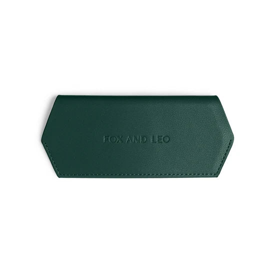 Fox and Leo Slimline Leather Glasses Case Forest