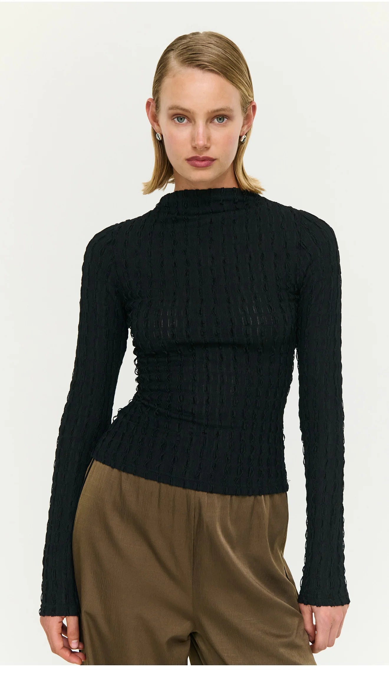 Staple The Label Drew High Neck Top Black