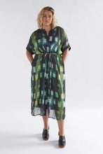 Load image into Gallery viewer, Elk Shutter Grid Sheer Dress Green
