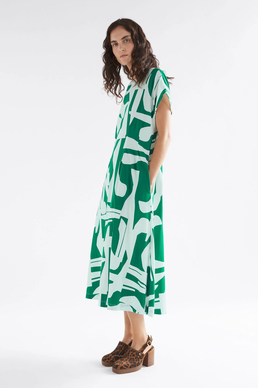 Elk Joia Dress Green Braque Print