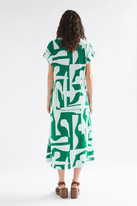 Elk Joia Dress Green Braque Print