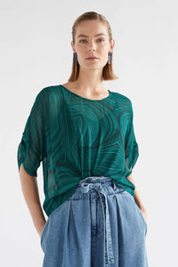 Elk Krava Sheer Top Malachite Print