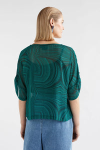 Elk Krava Sheer Top Malachite Print