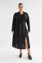 Load image into Gallery viewer, Elk Merino Wool Wrap Dress Black
