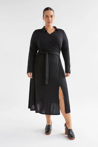 Elk Merino Wool Wrap Dress Black