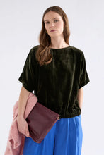 Load image into Gallery viewer, ELK Suuri Gathered Velvet Top Deep Olive
