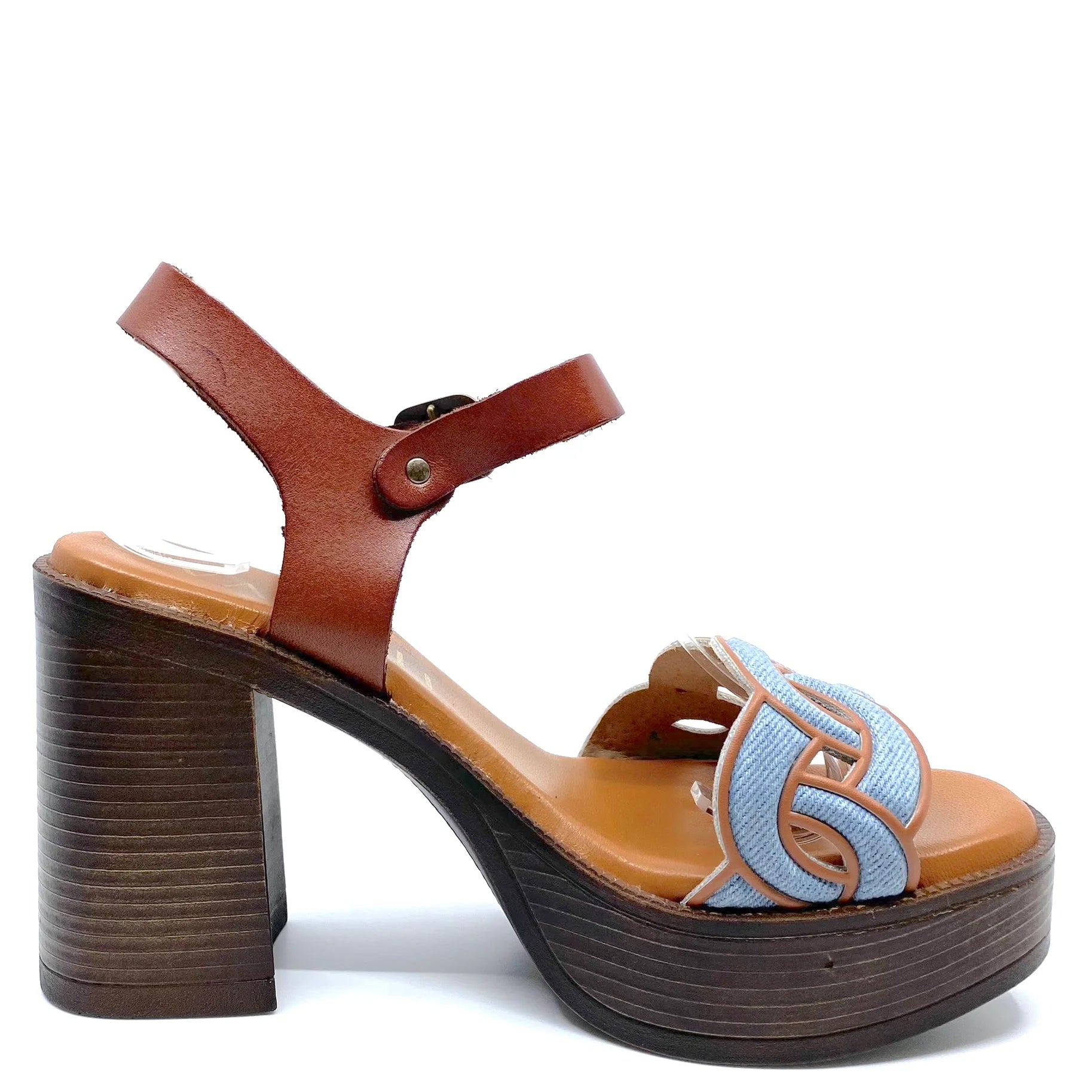 Vayah Jade Platform Heels Blue Jeans Caoba