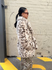 Cinnamon Creations F77 Leopard Print Fluffy Coat White Beige