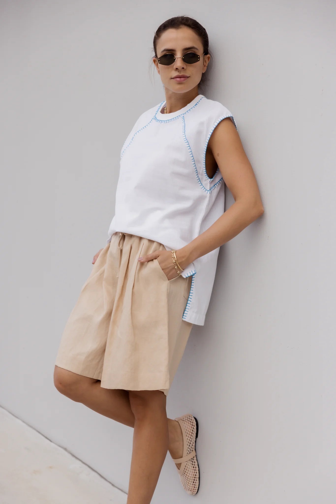 ALEXANDRA Juny Linen Shorts Beige
