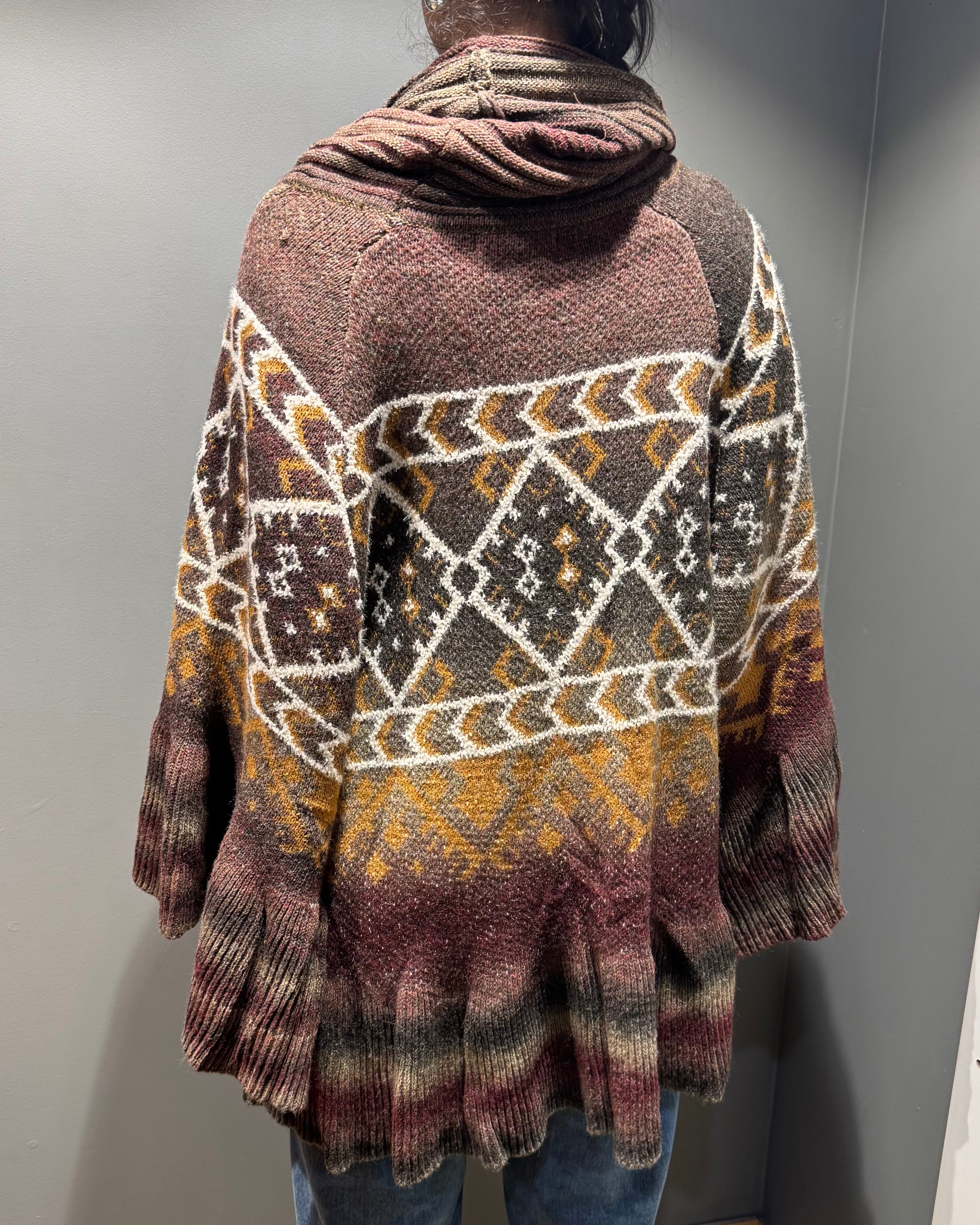Cinnamon Creations 24108 Cow Neck Poncho Wine