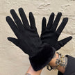 Cinnamon Creations Faux Fur Trim Suedette Gloves Black