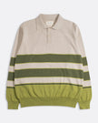 Far Afield Kier Linval Stripe Polo Sand/Green