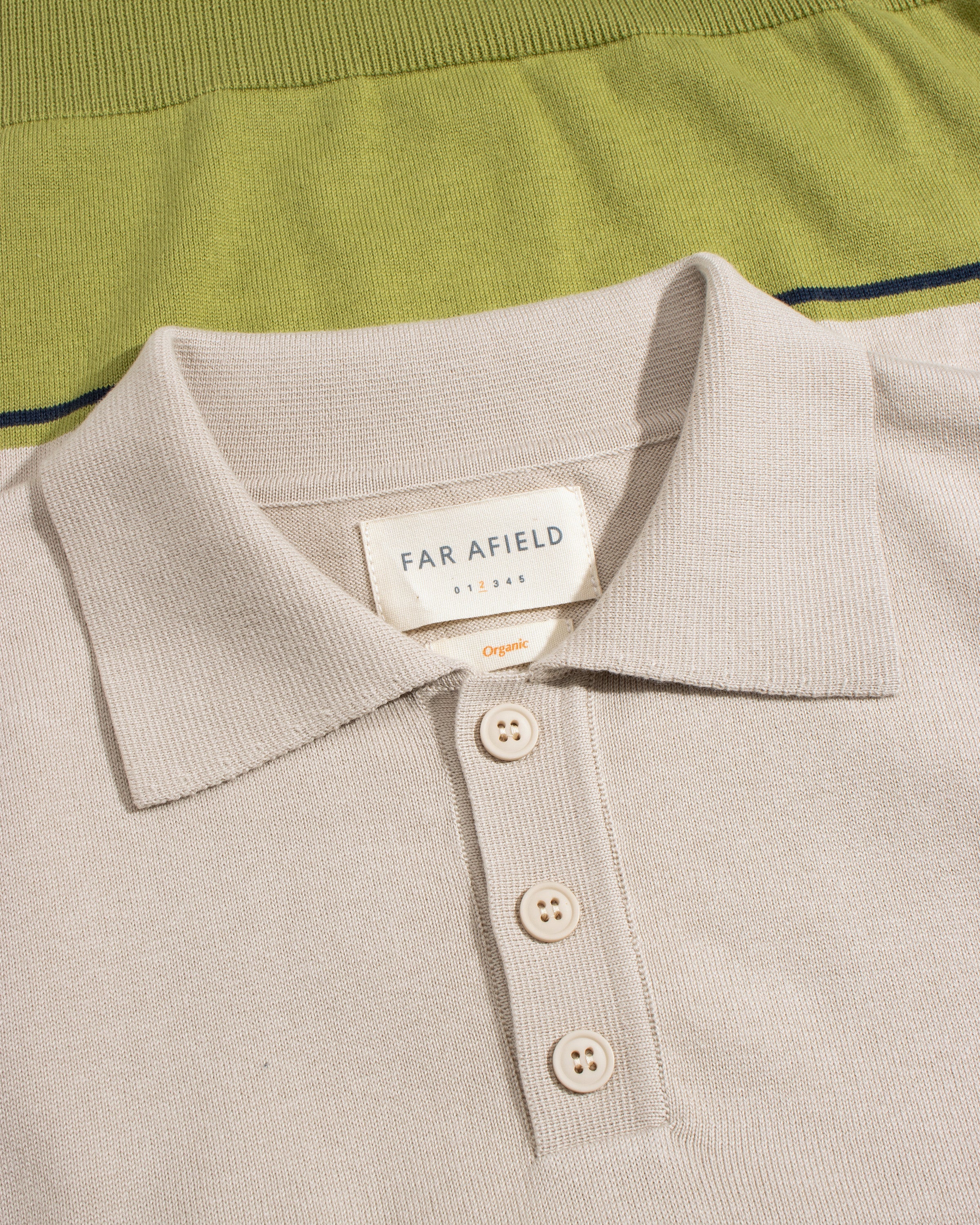 Far Afield Kier Linval Stripe Polo Sand/Green