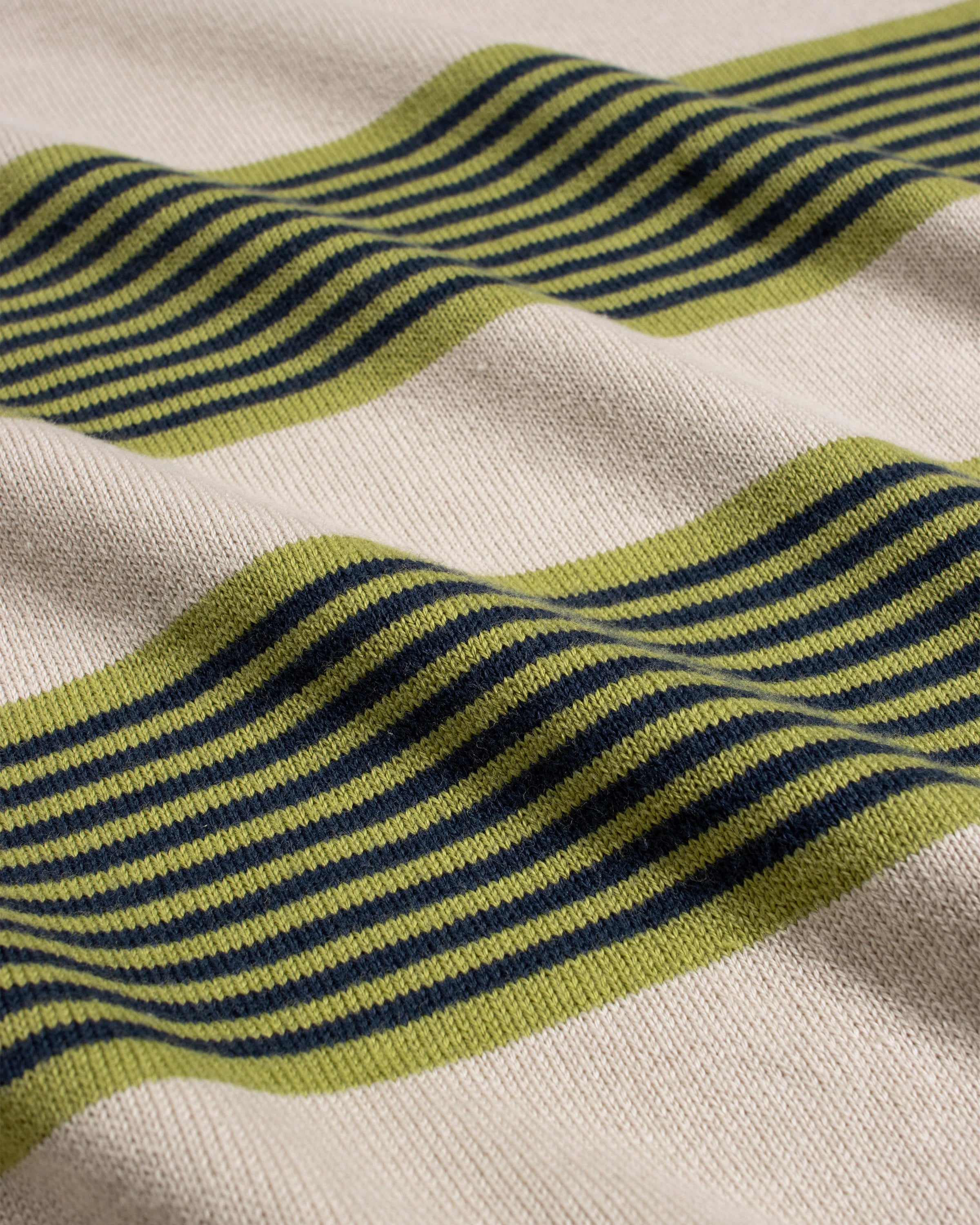 Far Afield Kier Linval Stripe Polo Sand/Green