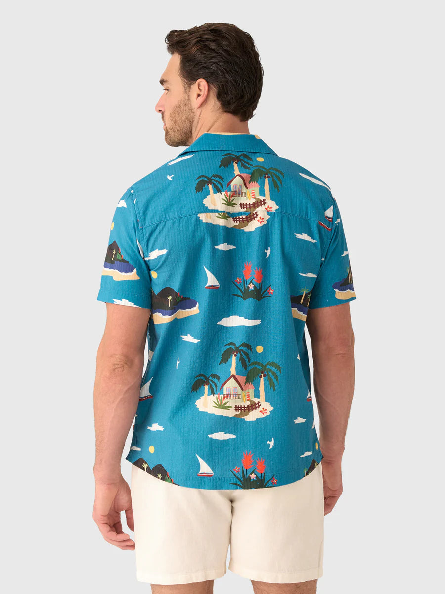 Far Afield Stachio Shirt Island Print Blue Multi