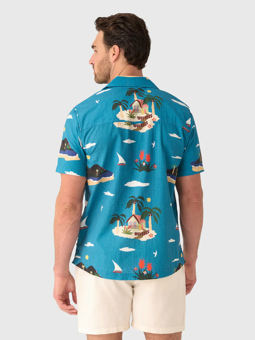 Far Afield Stachio Shirt Island Print Blue Multi