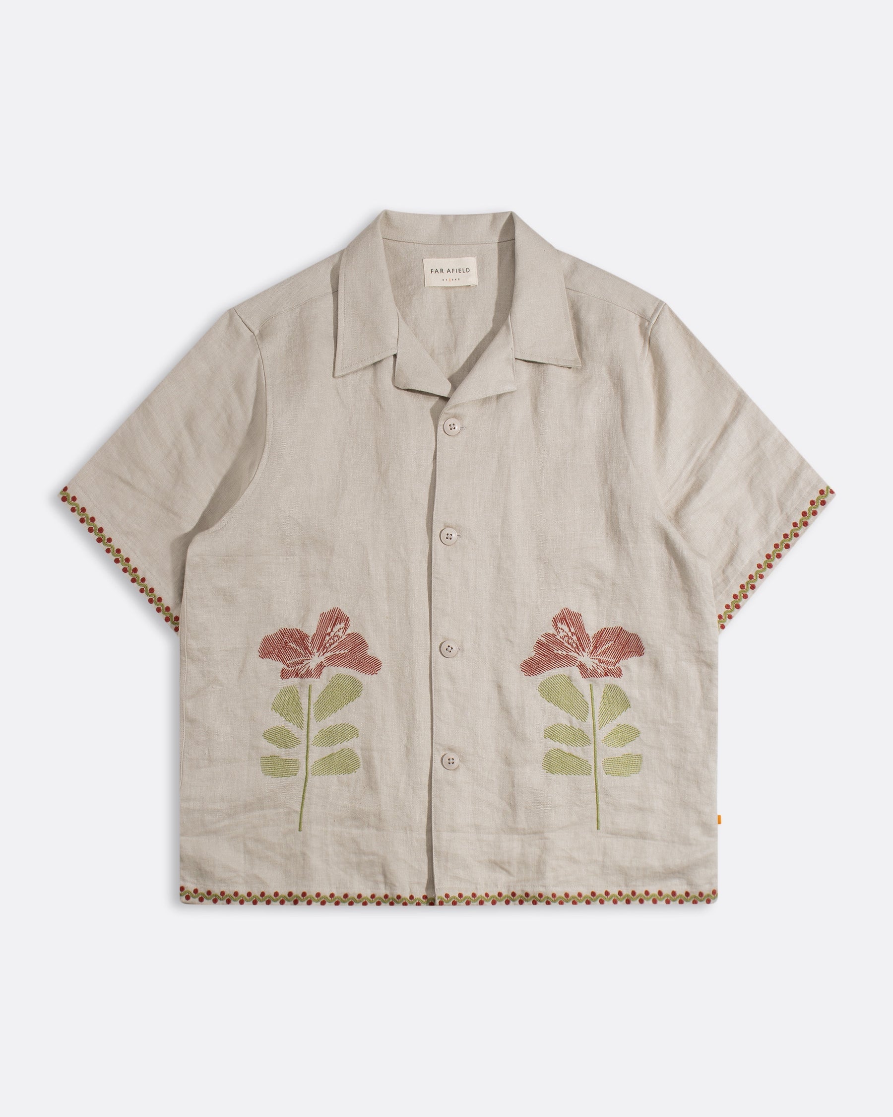 Far Afield Veloso Shirt Embroidered Floral Sand