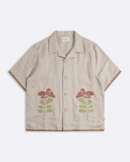 Far Afield Veloso Shirt Embroidered Floral Sand