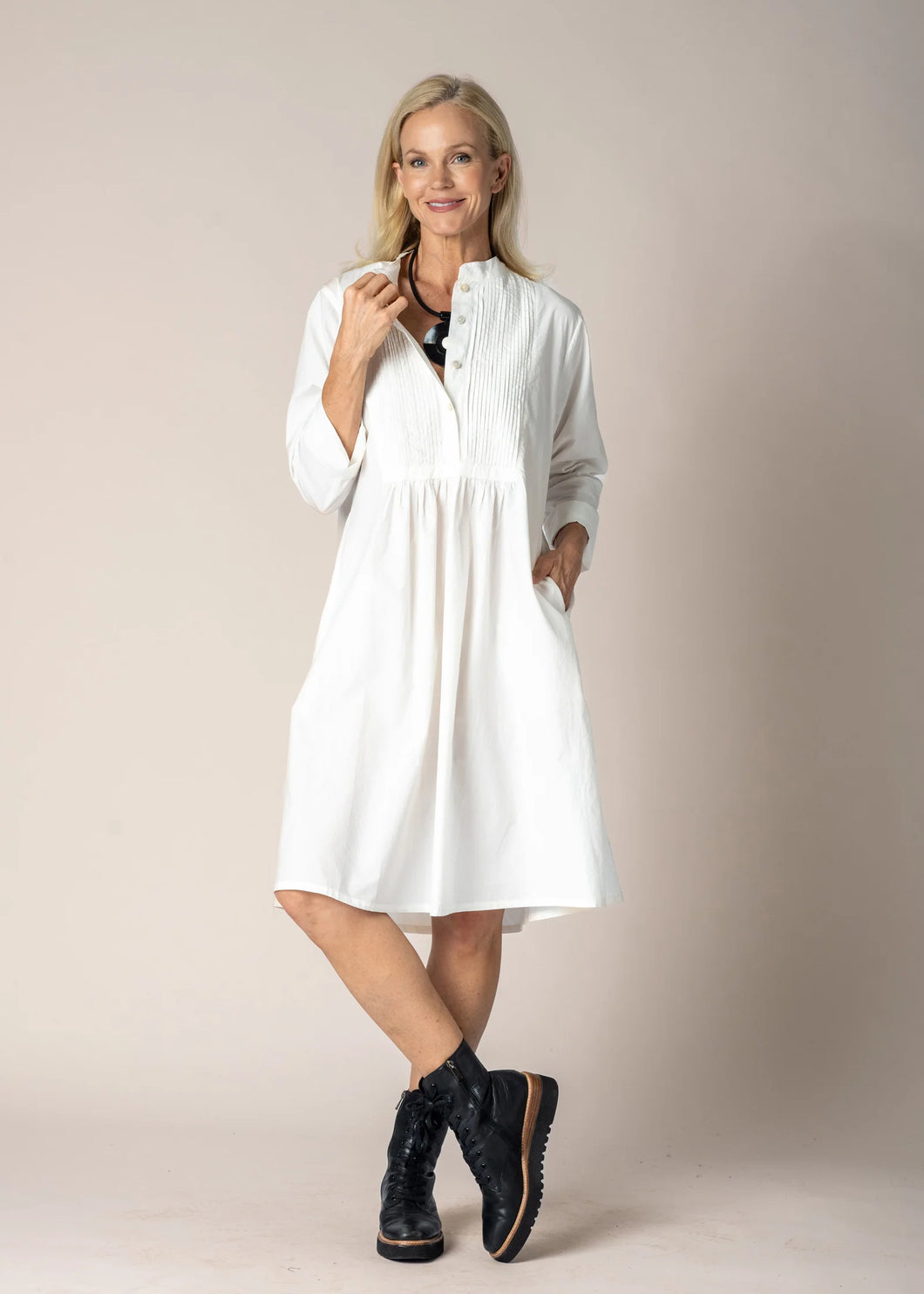 Imagine Fashion Cove Cotton Dress Cream