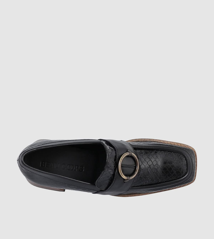 Beau Coops Anella Black Croc Leather