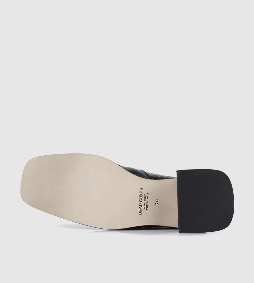 Beau Coops Anella Black Croc Leather