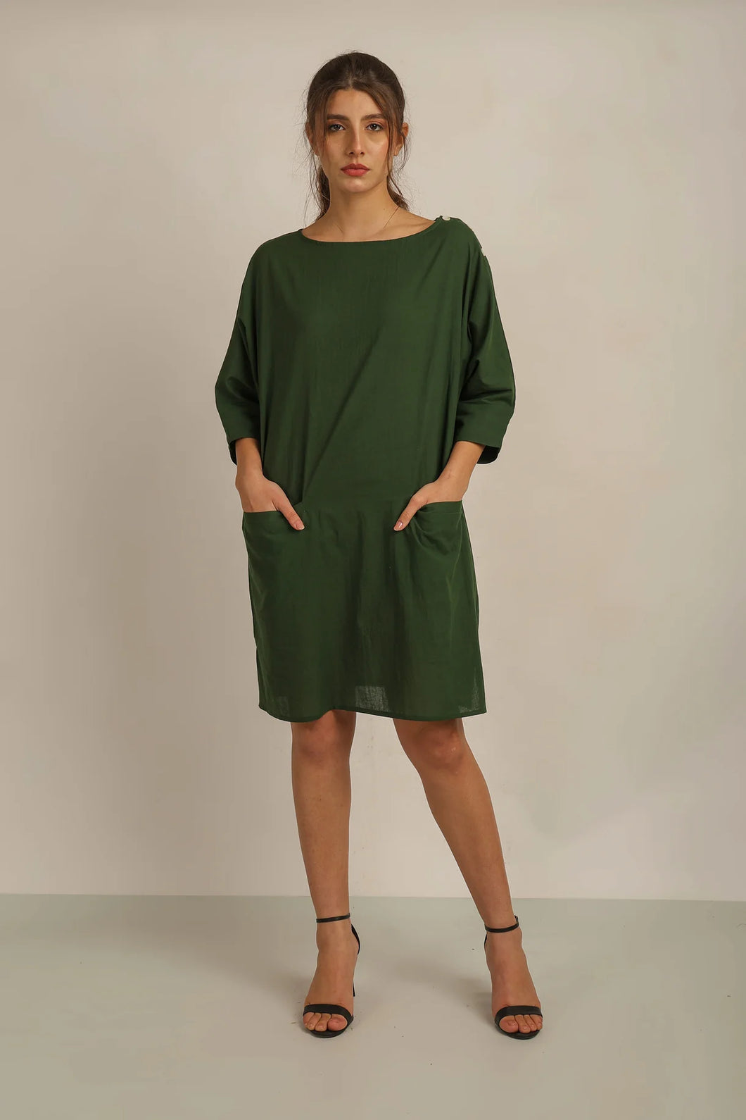Anannasa Sammy Tunic Dress W SLV Green Lined
