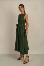 Load image into Gallery viewer, Anannasa Sammy Flare Dress W Sash Green
