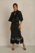 Load image into Gallery viewer, Anannasa Zara Beaded Tassel Cape Black
