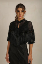 Load image into Gallery viewer, Anannasa Zara Beaded Tassel Cape Black
