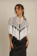 Load image into Gallery viewer, Anannasa Zara Beaded Tassel Cape White
