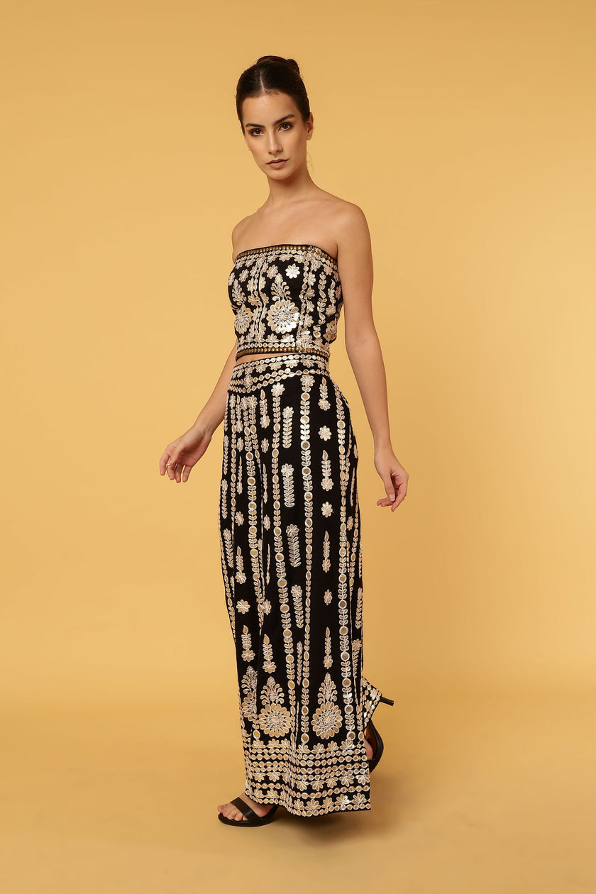 Anannasa Ziggy Pants Black With Gold Thread