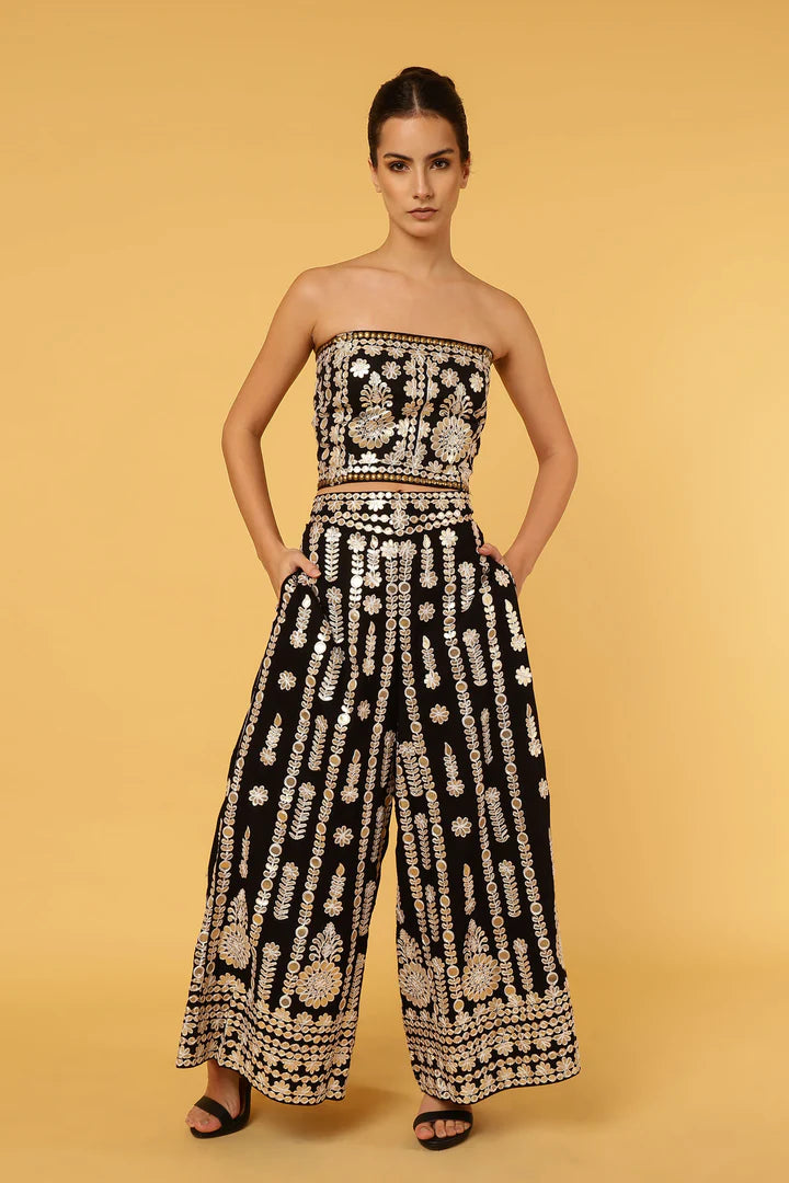 Anannasa Ziggy Pants Black With Gold Thread