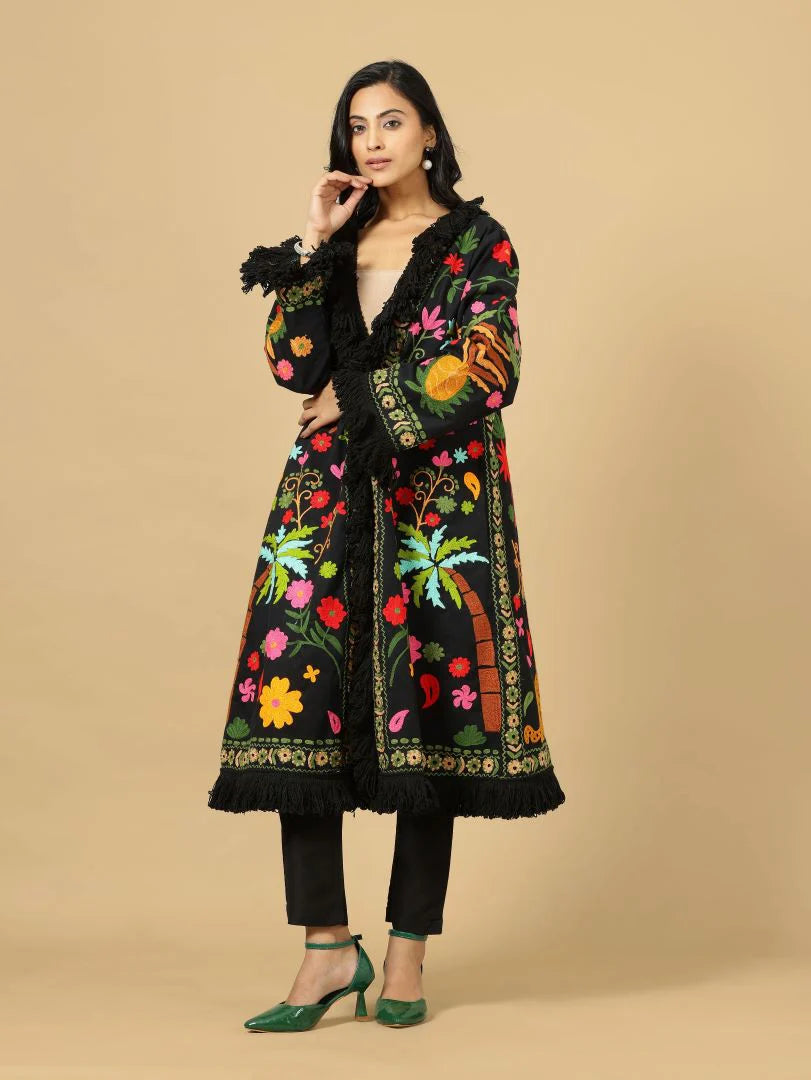 Anannasa Palm Coat Black