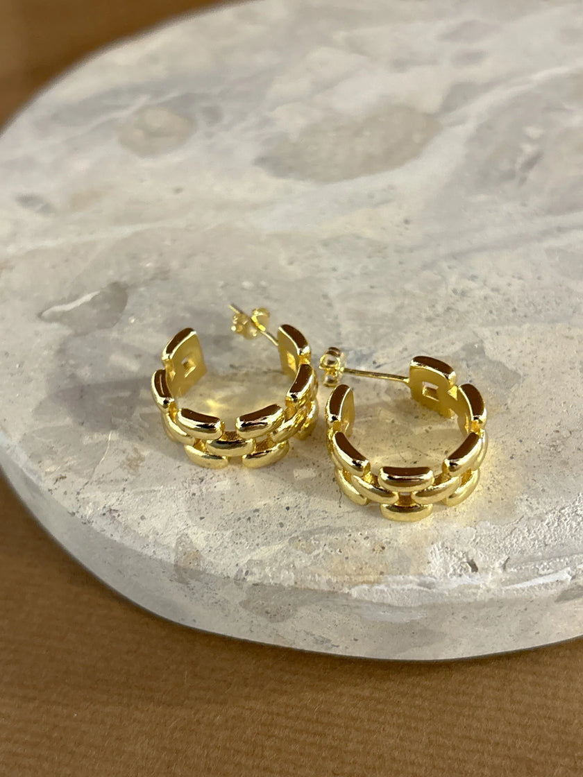 Lustre & Sage Popcorn Chain 18k Gold Plated Earrings
