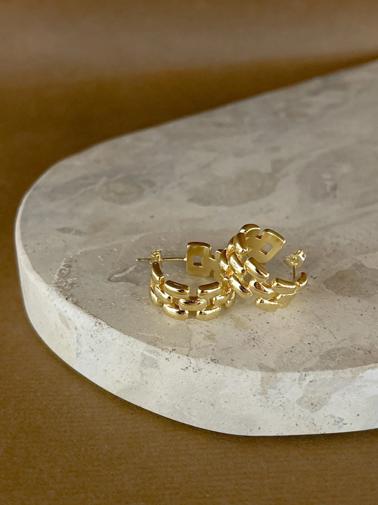 Lustre & Sage Popcorn Chain 18k Gold Plated Earrings
