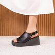 EOS Ariani Platform Wedges Black Leather