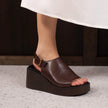 EOS Ariani Platform Wedges Chestnut Leather