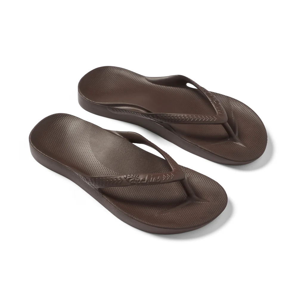 Archies Arch Support Thongs Brown