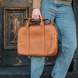 ATKM Marquis Leather Briefcase Australian Chestnut